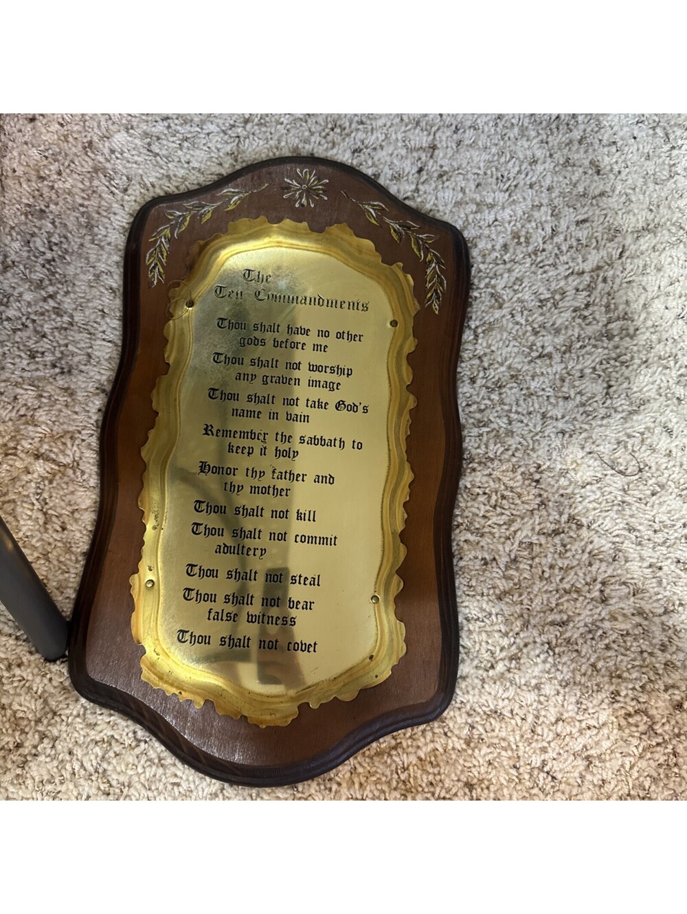 Vtg Home Interiors The Ten Commandments Wall Plaque Wood/ Metal Floral [COPY]